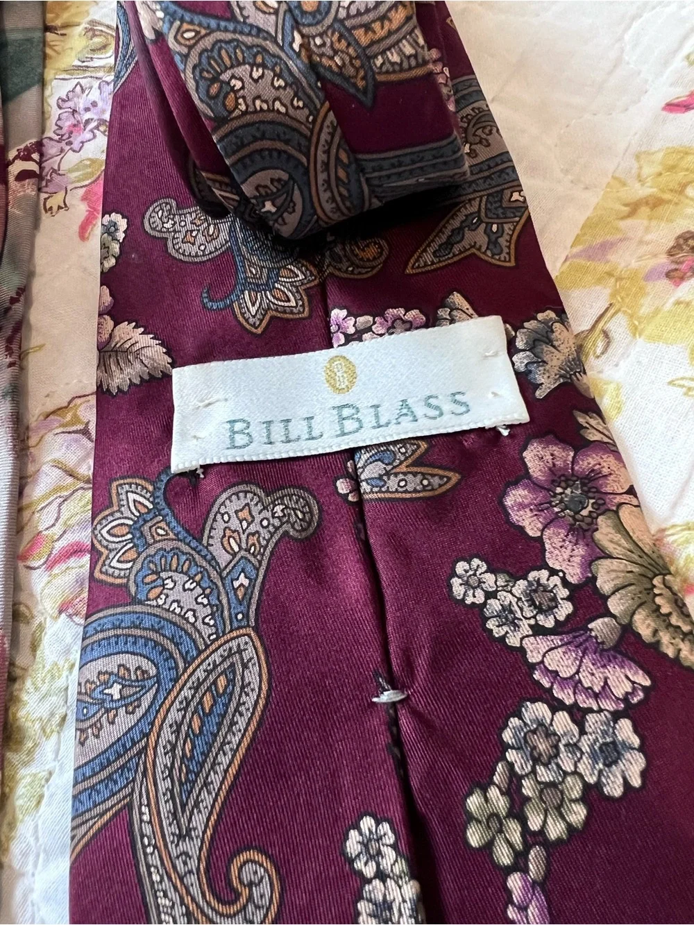 Vintage Silk Tie Lot 3pc Bill Blass Zylos Hanover St Floral Paisley Bundle